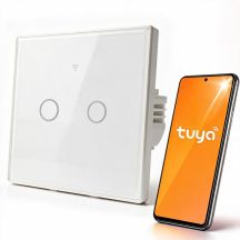 QOLTEC LICHT-EIN/AUS-SCHALTER | 2-KANAL-TOUCH-BEDIENUNG | WLAN | TIMER | TUYA | WEISS