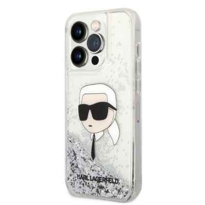 2. Karl Lagerfeld KLHCP14LLNKHCH iPhone 14 Pro 6.1" Silber/Silber Hardcase Glitter Karl Head