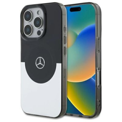 Mercedes Double Layer BiColor MagSafe Hülle für iPhone 16 Pro – Silber