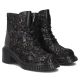 4. Schwarze Damen-Ankle-Boots aus Leder mit Blumenmuster, Filippo DBT8072/26