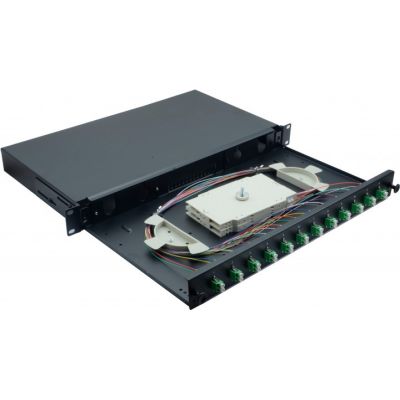2. 19" Glasfaser-Spleißbox 12 x LC/APC Duplex OS2, mit Spleißanschlüssen