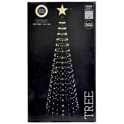 6. Dekorativer Weihnachtsbaum, 370 LEDs, superwarmweiß, 210 cm, schwarz