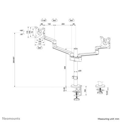 17. Neomounts DS60-425WH2 Monitorhalterung/Ständer 68,6 cm (27") Schreibtischweiß