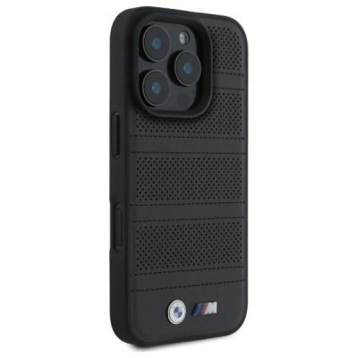 4. BMW M Perforated And Stitched Line MagSafe-Hülle für iPhone 16 Pro Max – Schwarz