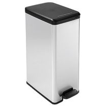 Curver Slim Abfalleimer 40L Quadratisch Kunststoff Schwarz, Silber