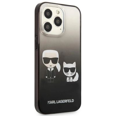 4. Karl Lagerfeld Gradient Ikonik Karl&Choupette Hülle für iPhone 13 Pro / iPhone 13 - Schwarz