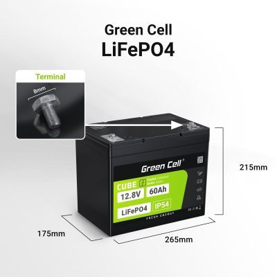 3. GREEN CELL LIFEPO4 CUBE-AKKU 60AH 12V/12,8V 768Wh LFPGC12V60AH