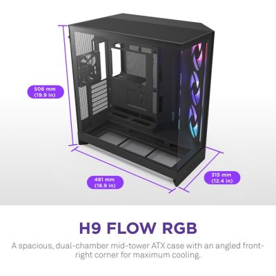 20. NZXT H9 FLOW RGB+ MIDI-TOWER-CASE MIT FENSTER, SCHWARZ