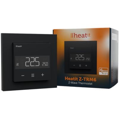 Heatit Z-TRM6 Schwarz Matt Z-Wave Thermostat 3600W 16A 868,4 MHz