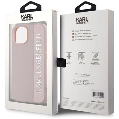 8. Karl Lagerfeld Saffiano Rhinestones & Charm Hülle für iPhone 15 / 14 / 13 – Rosa