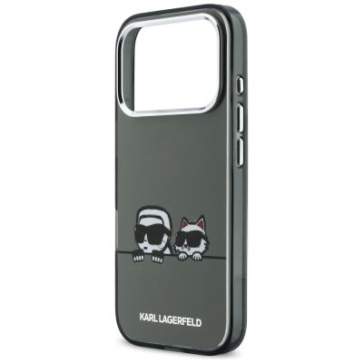6. Karl Lagerfeld IML Karl & Choupette Peekaboo Logo MagSafe Hülle für iPhone 17 Pro - Schwarz