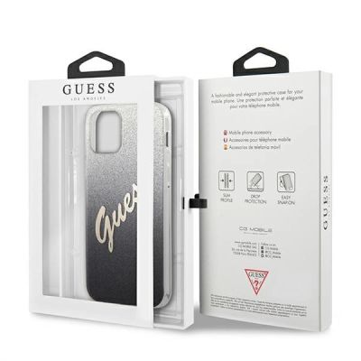 8. Guess GUHCP12LPCUGLSBK iPhone 12 Pro Max 6,7" schwarz/schwarzes Hardcase Glitter Gradient Script