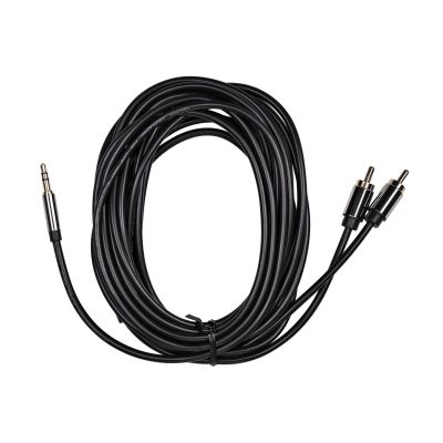 6. 3,5-mm-Klinkenstecker auf 2 Cinch-Stecker Audiokabel, 5 m, Schwarz
