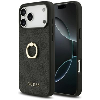 Guess 4G Ring Stand Hülle für iPhone 17 Pro Max - Schwarz