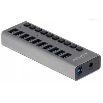 5. Externer USB 3.0-Hub von Delock mit 10 Ports und Schaltern