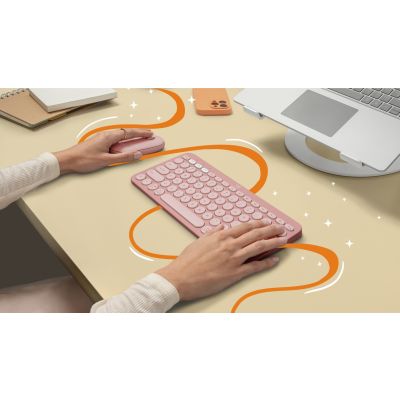 8. Logitech Pebble 2 Combo Tastatur und Maus (universell, kabellos per Funk + Bluetooth, QWERTZ-Tastatur, amerikanische und internationale Tastatur, Pink)