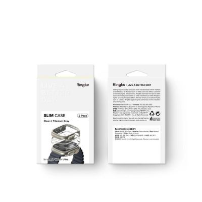 12. Ringke Slim 2er-Pack Hüllen für Apple Watch Ultra 1/2 (49 mm) – Klar & Titan