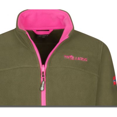 4. Trollkids Mädchen Oppdal Jacket XT sportliche Fleecejacke mit Reißverschluss, Grün (415-194)