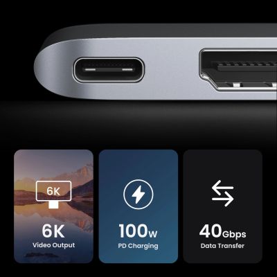 7. HUB Ugreen CM380 2xUSB C - HDMI/2xUSB 3.0/SD TF/USB C PD - Grau