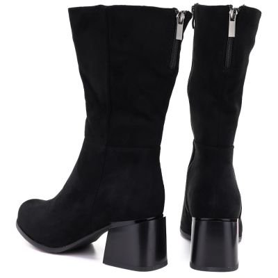 5. Schwarze Damen-Stiefeletten mit kurzem Absatz aus Wildleder, Modell Jezzi ASA269-7