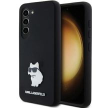 Karl Lagerfeld Silikon Choupette Metal Pin Hülle für Samsung Galaxy S23 – Schwarz