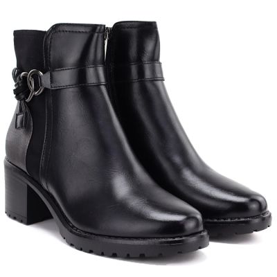 9. Gefütterte Damen-Ankle-Boots mit Blockabsatz, schwarz, Potocki SZ12873
