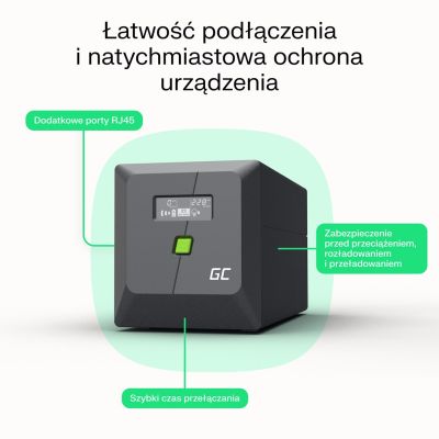 23. GREEN CELL USV POWERPROOF 600W/1000VA MODIFIZIERTE SINUSFORM