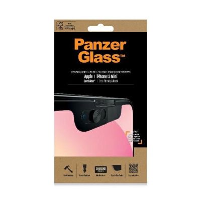2. PanzerGlass E2E Mikrofrakturiertes gehärtetes Glas für iPhone 13 Mini CamSlider Hüllenkompatibel, antibakteriell – Schwarz