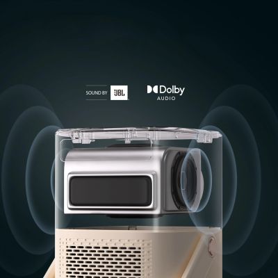 4. Yaber T2 Plus GTV 1080p 450 ANSI Google TV JBL Dolby Audio Multimedia-Projektor mit Akku – Beige