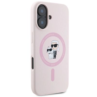 4. Karl Lagerfeld Silikon Karl&Choupette Heads Ring MagSafe Case für iPhone 16 Plus - Pink