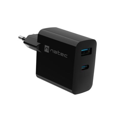 9. NATEC Ladegerät Ribera GAN 1x USB-A + 1x USB-C 45W Schwarz NUC-2143
