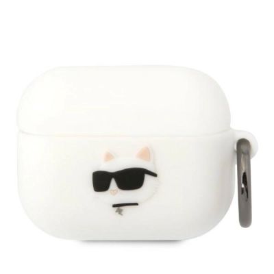 Karl Lagerfeld KLAPRUNCHH AirPods Pro Cover weiß/weiß Silikon Choupette Head 3D