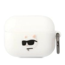 Karl Lagerfeld KLAPRUNCHH AirPods Pro Cover weiß/weiß Silikon Choupette Head 3D