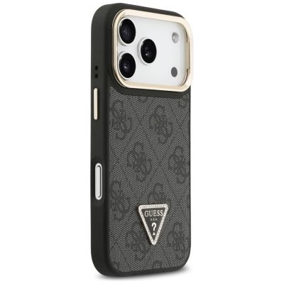4. Guess 4G PU Dreieck-Logo & Standkamera Magsafe Hülle für iPhone 17 Pro - Schwarz