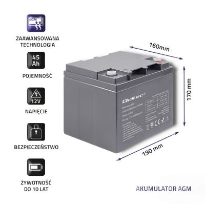 3. Qoltec 53035 wartungsfreie Batterie