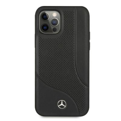 3. Mercedes Leder-Perforated Area Case für iPhone 12 Pro Max - Schwarz