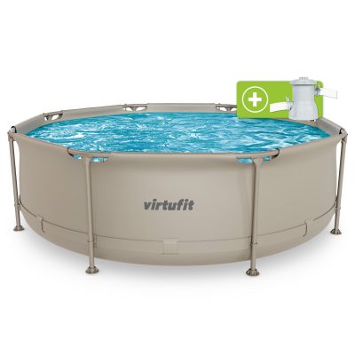 VIRTUFIT RUNDER POOL 244 CM MIT FILTPUMPE BEIGE