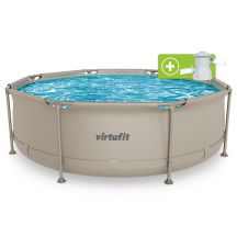 VIRTUFIT RUNDER POOL 244 CM MIT FILTPUMPE BEIGE
