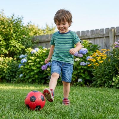 4. PU-Schaumstoffball 15 cm Rot Schwarz Enero