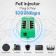 19. Extralink Gigabit PoE Injector 4 Port Active, 4 Gigabit 802.3at/af Ports, Modus A