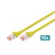 Patchkabel RJ45-RJ45, Kat. 6, S/FTP, AWG 27/7, LSOH, 2 m, gelb, 10 Stück