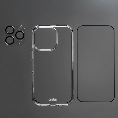 3. SBS-Set mit D3O-Technologie für iPhone 16 Pro - Hülle + Display- und Kameraschutz aus Glas - transparent
