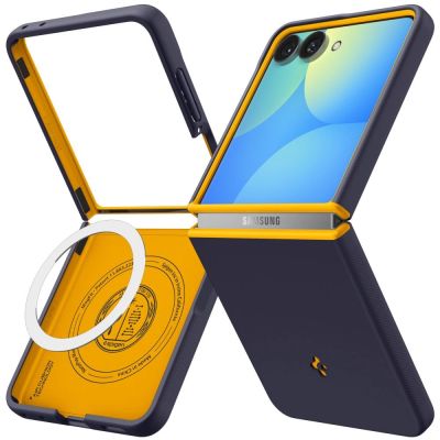 2. Spigen Nano Pop MagSafe Hülle für Samsung Galaxy Z Flip 8 – Marineblau und Gelb