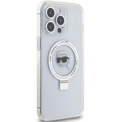 4. Karl Lagerfeld KLHMP15LHMRSKHH iPhone 15 Pro 6,1" weiß/weiß Hardcase Ring Stand Karl Head MagSafe