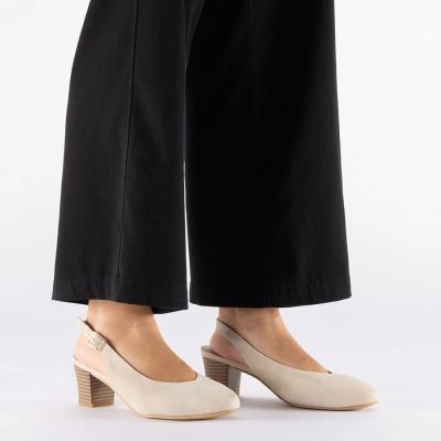 19. Beige Leder-Pumps mit offener Spitze Rieker 44651-60