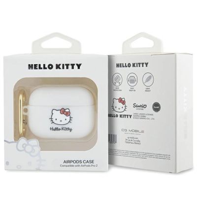 4. Hello Kitty Silikon 3D Kitty Head Hülle für AirPods Pro 2 (2022/2023) – weiß