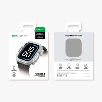 5. AmazingThing Titan Pro Metallgehäuse für Apple Watch 11 46 mm, Aluminium, Silber