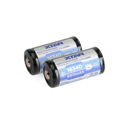 XTAR AKKU 16340/R-CR123 3,7 V 650 mAh LI-ION MIT SCHUTZ 16340-650