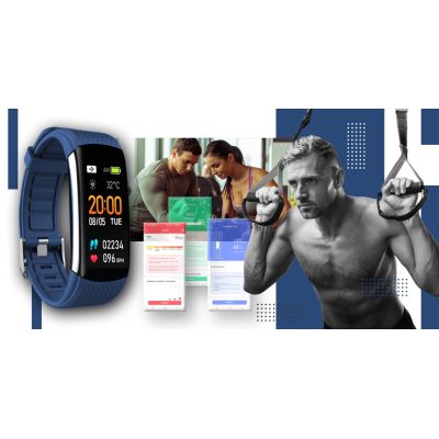 6. Smartwatch GIEWONT Schwarz Marineblau 2 Armbänder GW200-6