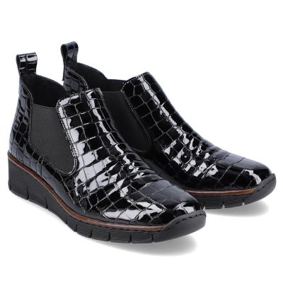 62. Rieker W R474 Schlangenleder Stiefeletten schwarz